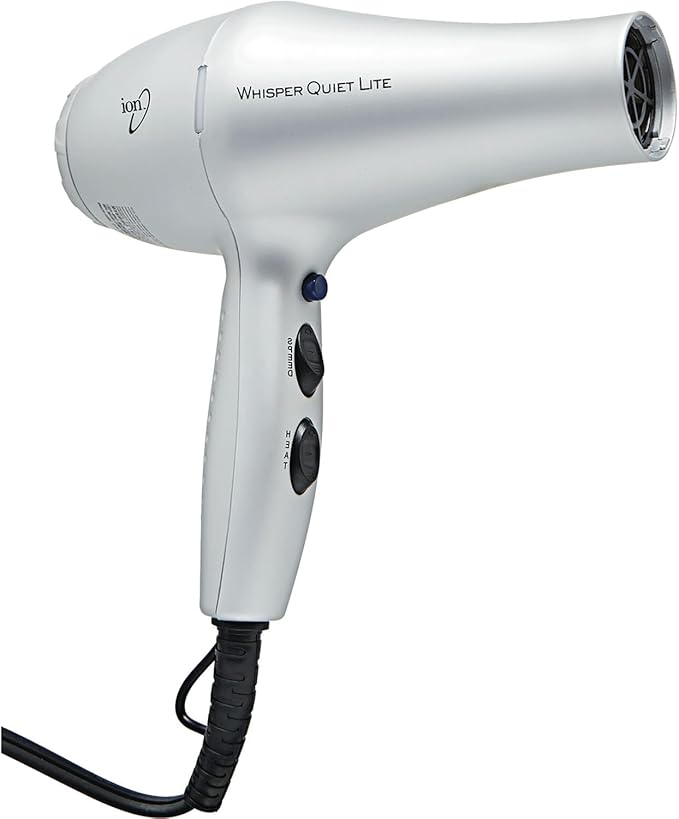 Ion Whisper Quiet Lite Ionic Ceramic Hair Dryer, 1875 Watts, Lightweight, Powerful, 4 Temperatures, 2 Speeds