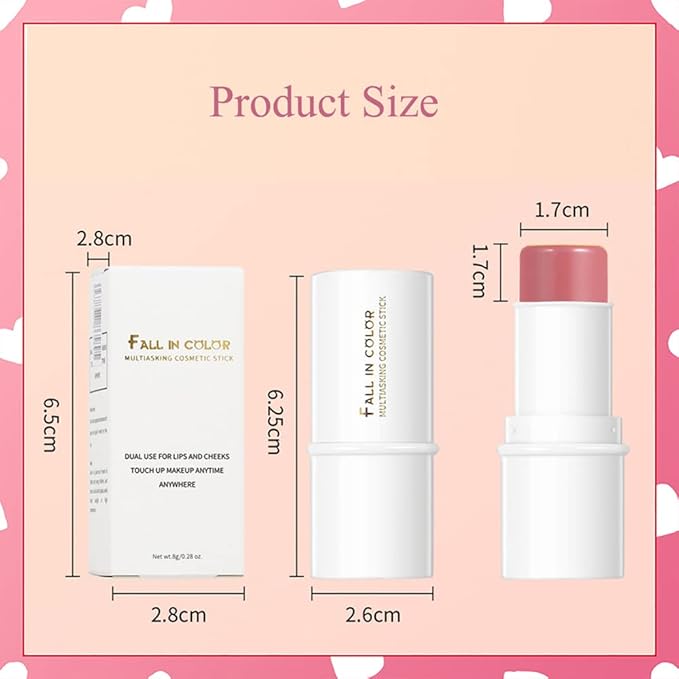 Blush Stick, Matte Cream Blush Stick for Cheeks, Lasting(06 Coral)