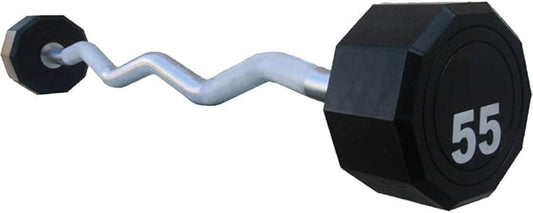 Fitness First 10-Sided Fixed Urethane Encased EZ Curl 25-115 lbs