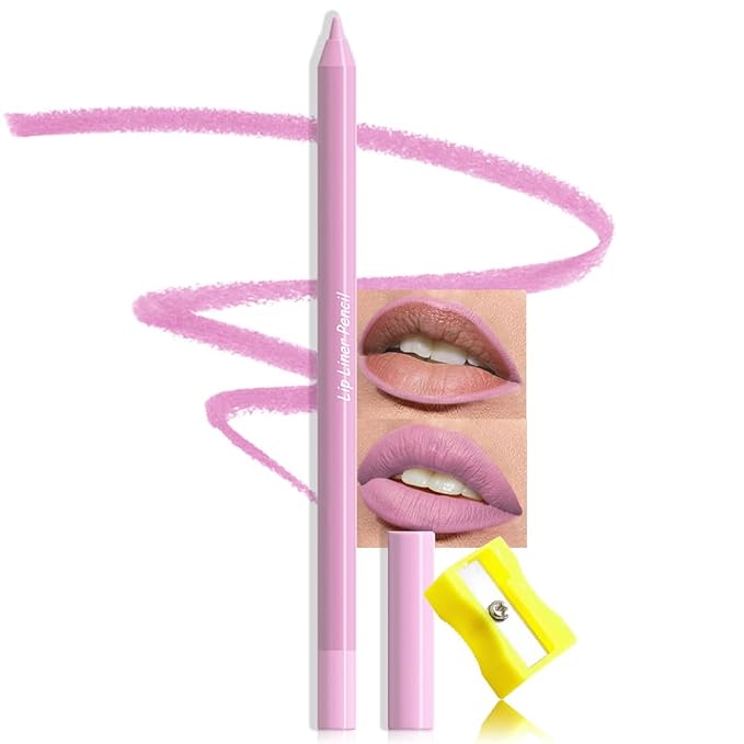 evpct 1Pcs Violet Light Purple Matte Long Lasting Lip Liner Pencils Makeup for Shaping & Sculpting Lips, No Transfer Long Wear Waterproof Pigmented Lip Liner lipliners Crayon Lipstick Pencil Sharpener