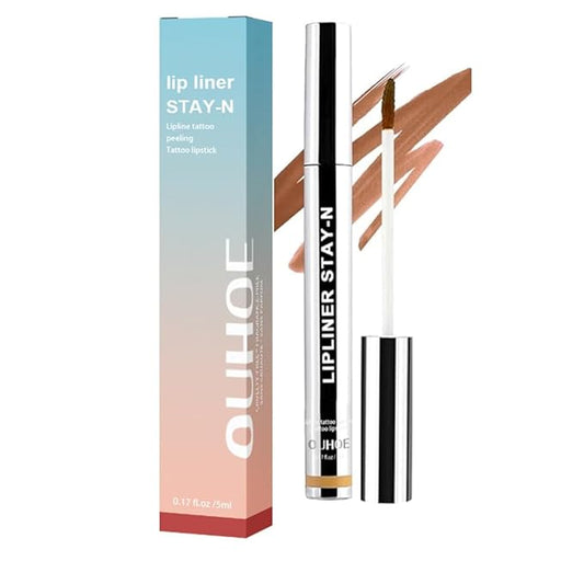 GECOMO Lip Liner Peel Off Lip Liner Tattoo, Peel Off Lip Stain, Long Lasting Lip Stain Peel Off Lip Liner Tattoo Highly Pigmented Lip Tint Stain - Light Brown