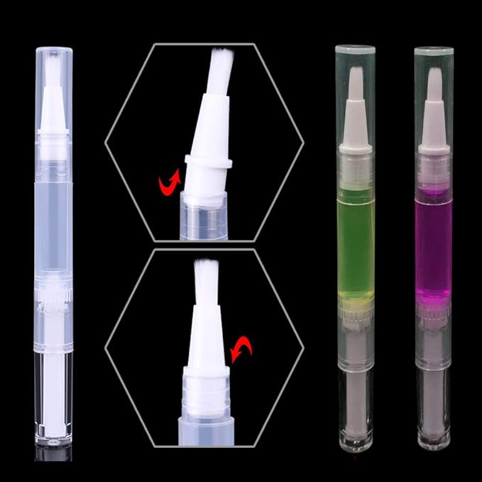 12Pcs 3 ml Empty Nail Oil Pen with Brush Tip, Transparent Twist Pens, Lip Gloss Brush Applicators, Eyelash Growth Liquid Tube Container (12PCS)