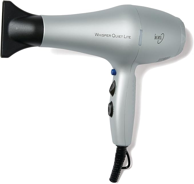 Ion Whisper Quiet Lite Ionic Ceramic Hair Dryer, 1875 Watts, Lightweight, Powerful, 4 Temperatures, 2 Speeds