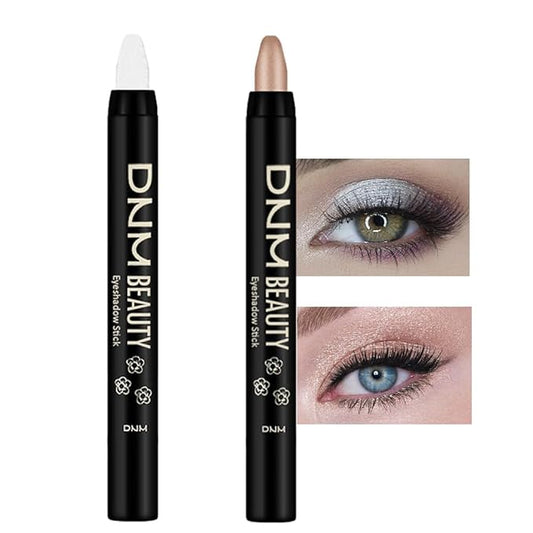Kaely 2Pcs Cream Eyeshadow Stick Set for Eyes,Pearl White & Mocha Beige Shimmer Pen,Eye Brightener Halloween Makeup,sombras para ojos,Smooth Eye Shadow Highlighter Crayon Pencil Waterproof,01+14
