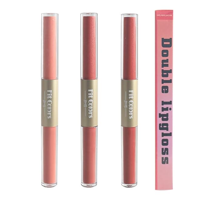 Double-end 2-in-1 Matte & Shimmery Lip Gloss Set, 3 PCS/Set (Set B, 3pcs)
