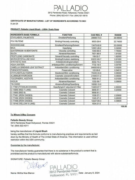 Palladio Liquid Blush for Cheeks & Lips 2-in-1 Dusty Rose