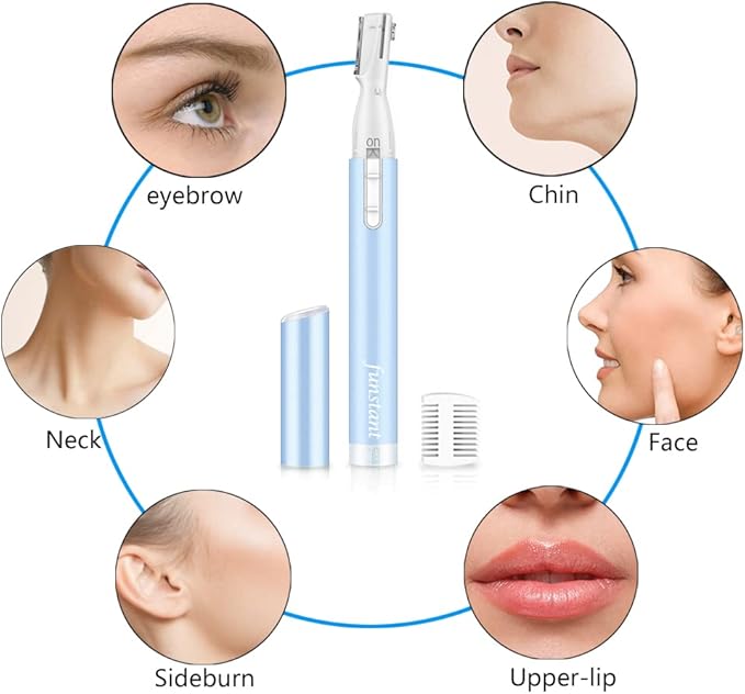 Eyebrow Trimmer, Precision Electric Eyebrow Razor for Women Battery-Operated Facial Hair Remover with Comb No Pulling Sensation Painless for Face Chin Neck, Upper-Lip, Peach-Fuzz