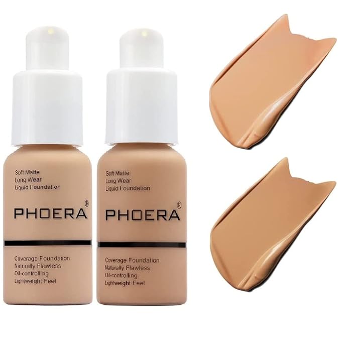 2 Pack PHOERA Foundation, Flawless Soft Matte Liquid