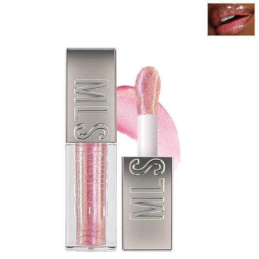 Mirror Glitter Lipstick, Sparkling Shimmer High Pigment Waterproof Long Lasting Lip Gloss, Shimmer Moisturizer Lip Gloss, Diamond Shiny Bold Glow Lip Stain for Lip Makeup (C12, 0.11 fl.oz)