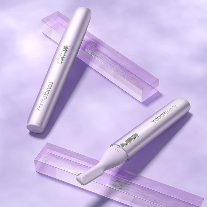 TOUCHBeauty Eyebrow Hair Trimmer for Women, Painless Precision Eyebrow Shaper, Pen-Shaped Hair Remover Razor for Face Chin Neck, Upper-Lip, Peach-Fuzz Mini Sized Battery-Operated Purple Color 1658A