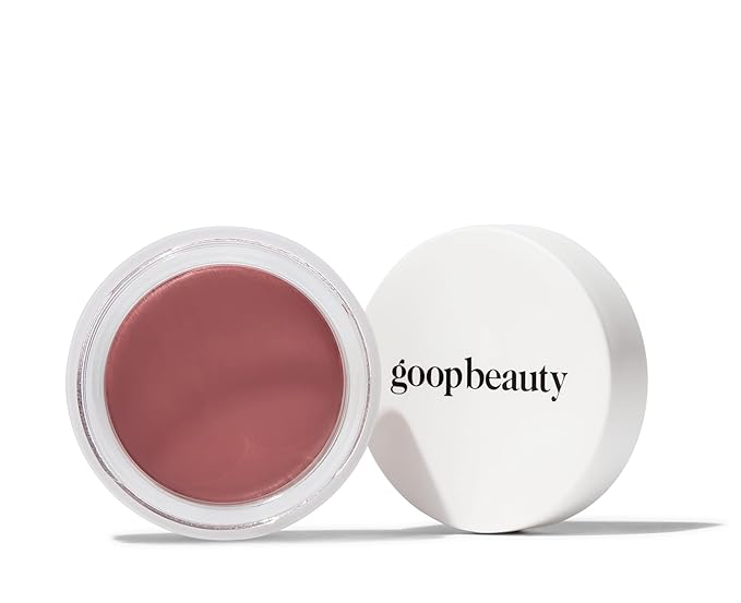 goop Beauty Cream Blush | Sheer Pop of Color for Lips & Cheeks | Vitamin C, Vitamin E & Safflower Oil | Natural Makeup for Glowing Skin | 0.5 oz | Velvelteen - Sheer Mauve