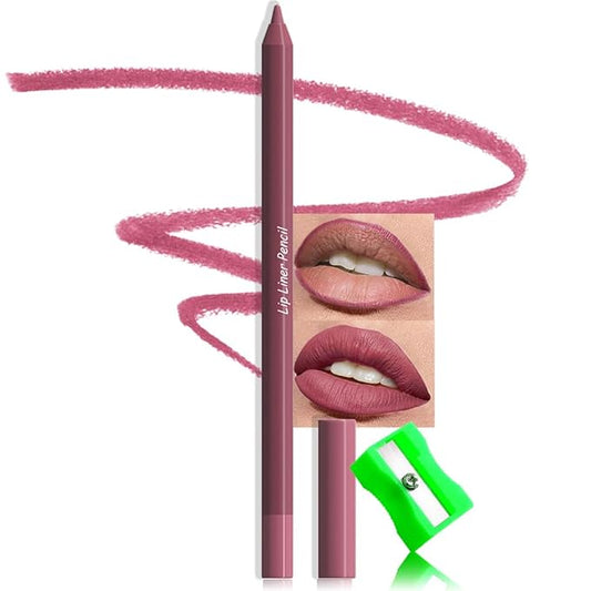 evpct 1Pcs Plum Red Matte Long Lasting Lip Liner Pencils Makeup for Shaping & Sculpting Lips, No Transfer Long Wear Waterproof Pigmented Lip Liner lipliners Crayon Lipstick Pencil Sharpener 04