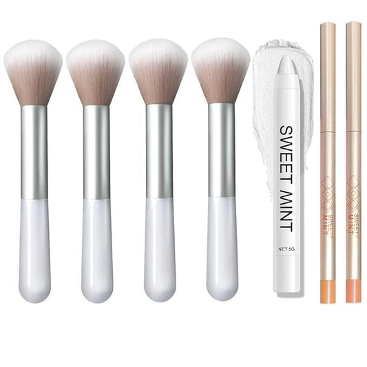 4 Pcs Cheek Makeup Brush, 2 Pcs Lip Perfecting