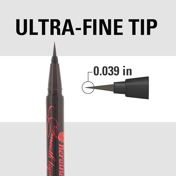 Heroine Make by KISSME Waterproof Smooth Liquid Eyeliner, Japanese Eye Makeup for Smudge-free, Super Keep Brown Black