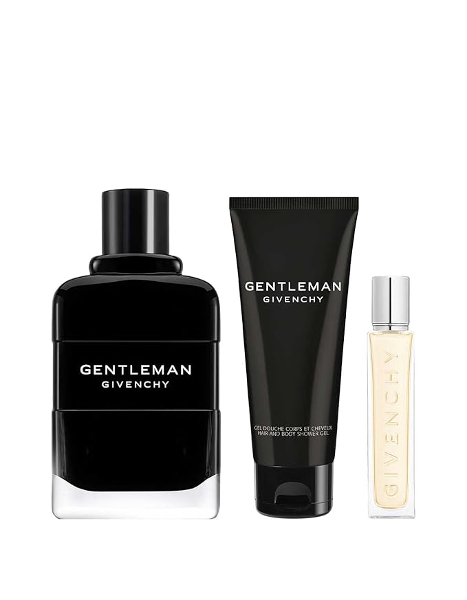 Givenchy Gentleman 3-Piece Gift Set for Men (3.4 Oz Eau De Parfum Spray + 2.5 Oz Shower Gel + 0.42 Oz Eau De Parfum Travel Spray)