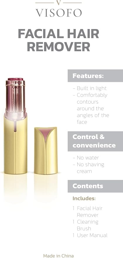 Facial Hair Removal for Women | Electric Razor Device Small Mustache Dermaplaning Remover Tools Tweezers Epilator Trimmer Face Dermaplane Shavers Beauty Gadgets Set Accessories by VISOFO (Citrine)