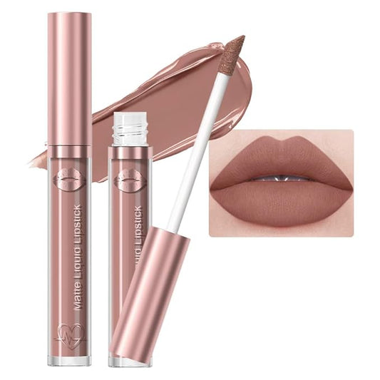 Matte Liquid Lipstick,Light Brown Liquid Lip Stains, Long Lasting Waterproof Lip Gloss Makeup, Velvet Non-Stick Cup Lips Stain X-02#