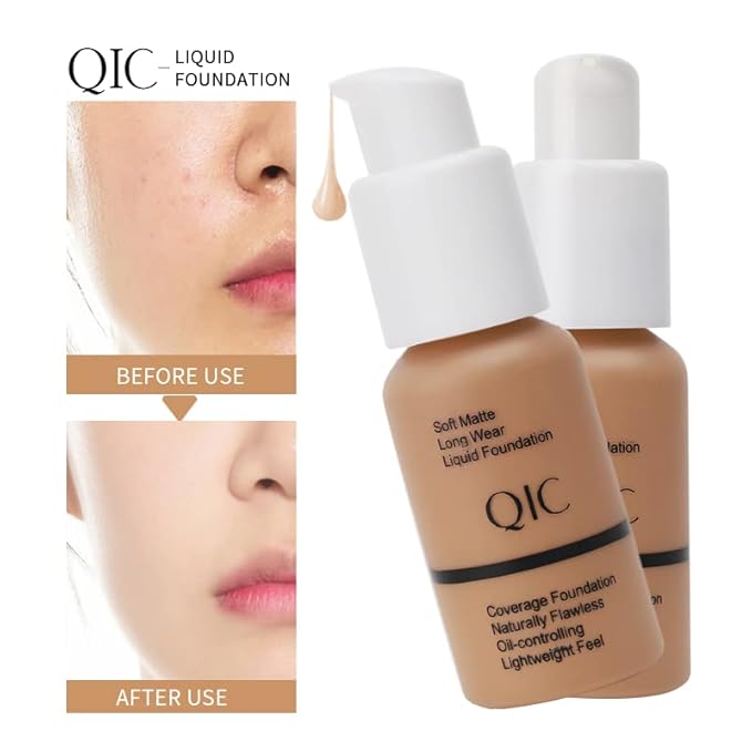 QIC Waterproof Matte Concealer BB Liquid Foundation Cream 101# Porcelain 30ml