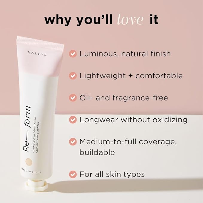 HALEYS Re-form Luminous Skin Foundation, VEGAN + CRUELTY-FREE, types (4.25)