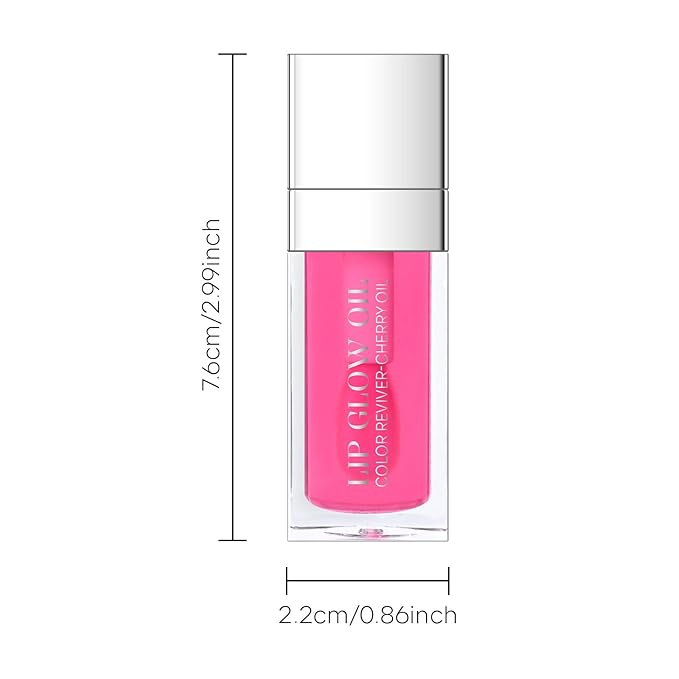 Hydrating Lip Glow Oil, Plumping Moisturizing Lip Oil Gloss, Smooth Lip Lines Plump Lip,Transparent Plumping Clear Glossy Tinted Balm Care 0.2Fl oz #Cherry