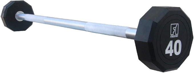 Fitness First 10-Sided Fixed Urethane Encased Straight Barbell