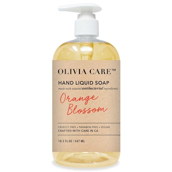 Olivia Care Antibacterial Hand Soap - Infused with Sage & Tea Tree Oil & Orange Blossom Fragrance, Cleansing, Germ-Fighting, Moisturizing Hand Wash for Kitchen & Bathroom - 18.5 fl oz