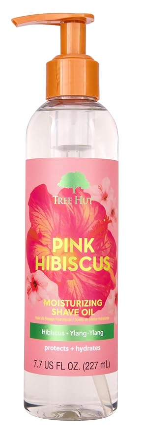 Tree Hut Pink Hibiscus Moisturizing Bare Shave Oil | Made with Soothing Jojoba Oil | Gel-to-Oil Formula Helps Prevent Razor Bumps, Ingrown Hairs, & Skin Irritation | 7.7 fl oz.