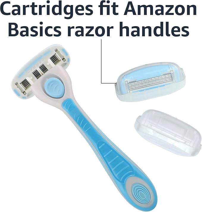 Amazon Basics 5-Blade Razor for Women, Handle, 2 Cartridges & Shower Hanger (Cartridges fit Amazon Basics Razor Handles only) (Previously Solimo)