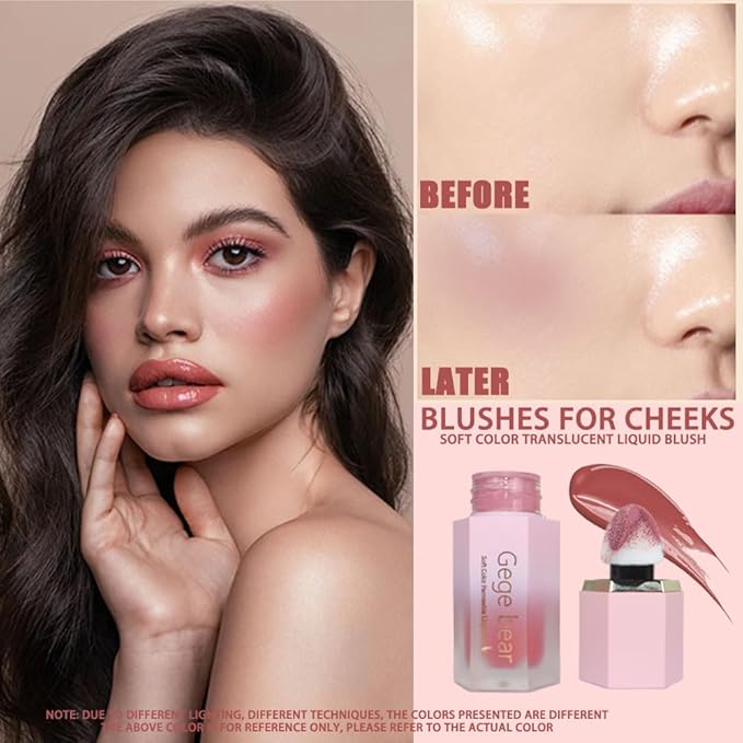 Lightweight Liquid Blush,Wearing Skin Tint Blush Makeup for Natural Flush
