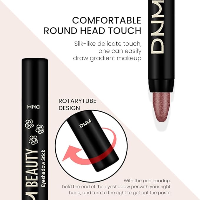 evpct 8Pcs Cream Eye Shadow Brightener Sticks Set for Eyes, Silver Sand Gold Orchid Rose Mocha Deep Mauve Midnight Royal Blue Stone Shimmer Matte Pencil Eye shadow Crayon Stick Palette Makeup Set07