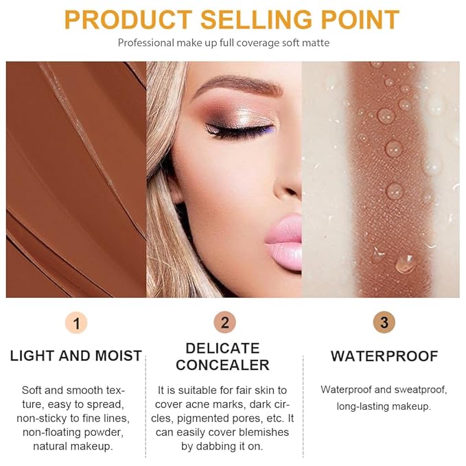 Pot Concealer with Makeup Brush Set,Tattoo Color Correcting ojeras (07-DEEP)