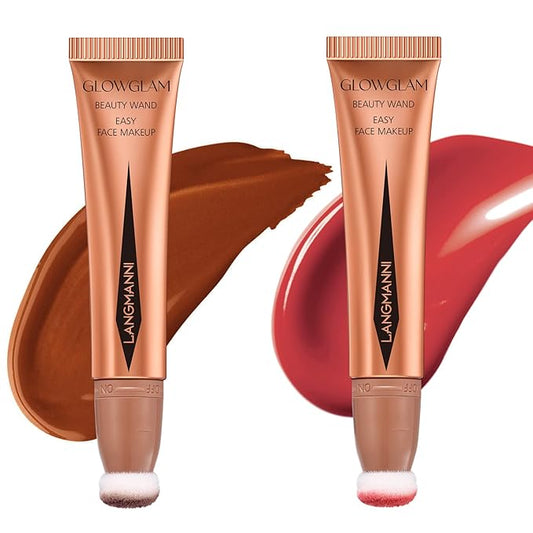 LANGMANNI Liquid Contour Beauty Wand, Face Concealer Contouring,Highlighter,Blusher Contour+#04 Blush)