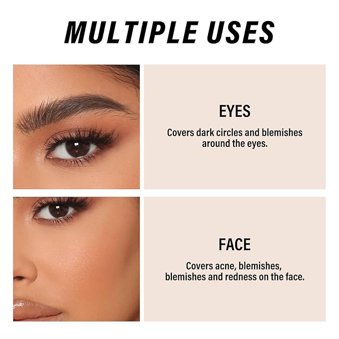 2pcs Liquid Concealer Set with Brush,Full Cover,Concealer W