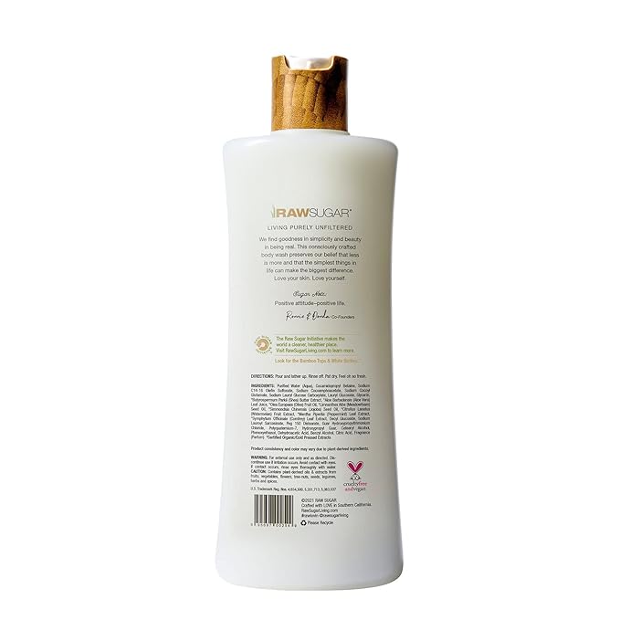 RAW SUGAR Simply Body Wash, (25 Fl Oz, Pack of 1) Bath Soap, Formulated without Sulfates & Parabens (Watermelon + Fresh Mint)