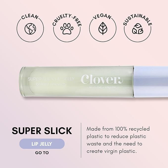 Clover Super Slick Lip Gloss | Non Sticky Lip Jelly, Moisturizing And Hydrating Pigmented Lip Gloss | Cruelty-Free & Vegan Lip Makeup | Shade - Go To
