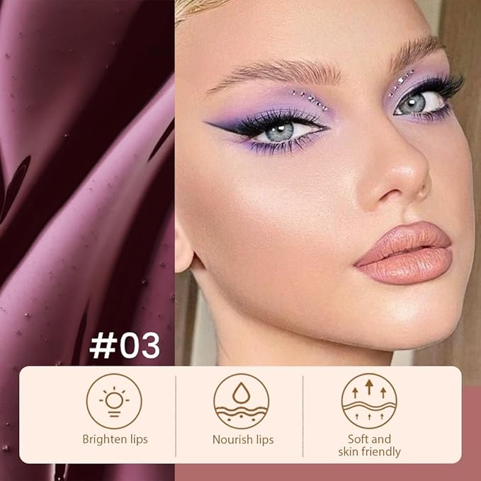 2 Pcs Matte Liquid Lip Stain Peel Off Lip Liner, Long Lasting Lip Tattoo, Waterproof & Transfer-Proof Lip Liner Peel Off Lip Gloss for All Skin Types. 0.12 fl oz #02+#03