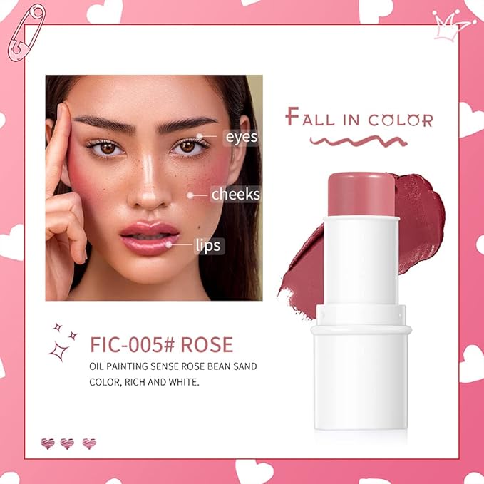 Makeup Sticks Set, Matte Cream Blush Stick for & Moisturizer)