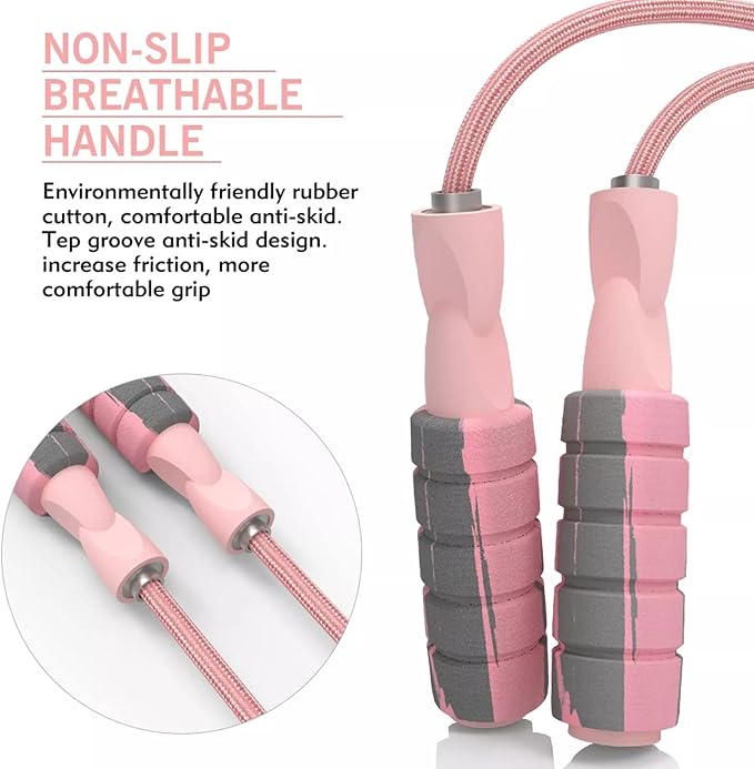 FITMYFAVO Jump Rope Cotton Adjustable Skipping Weighted jumprope