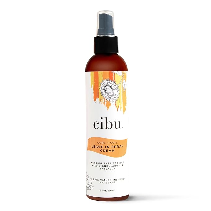 Cibu Leave-In Spray Cream for Curls, Coils & Waves - Moisturizes & Strengthens with Improved Texture | Revitalizes & Activates Frizz-Free, Smooth, Shiny Hair 8oz