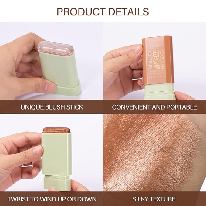 Multi-Use Makeup Bronzer Stick for Effortless Glow -