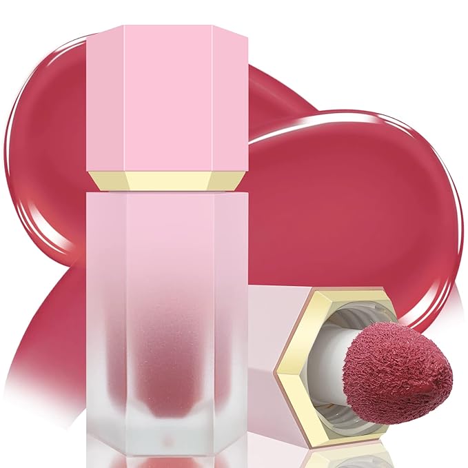 Liquid Blush for Cheeks, Soft Cream Blush with ELEGANT-Deep Rose