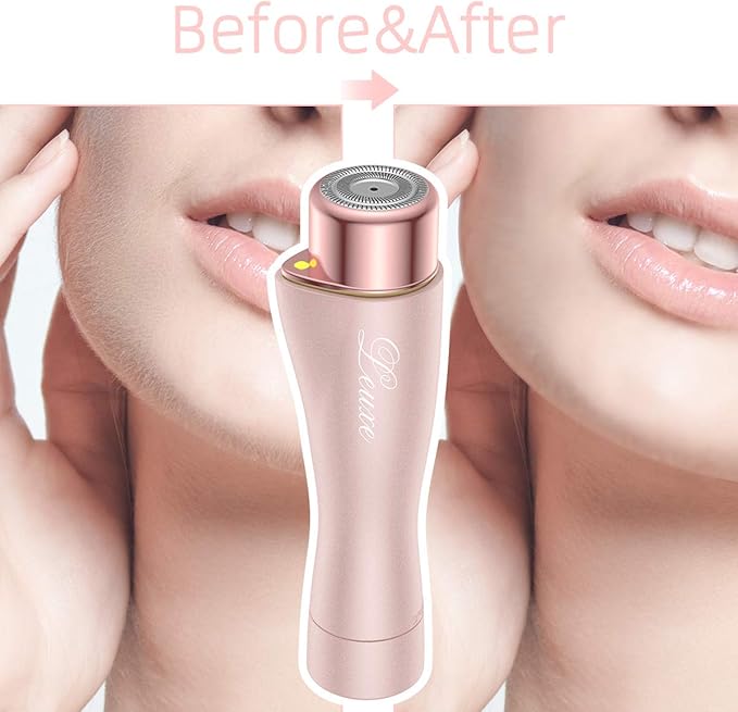 Facial Hair Remover for Women, Leuxe Painless Hair Removal Waterproof Shaver Razor with LED Light for Peach Fuzz Fine Hair Chin Cheek Upper Lip (Rose)