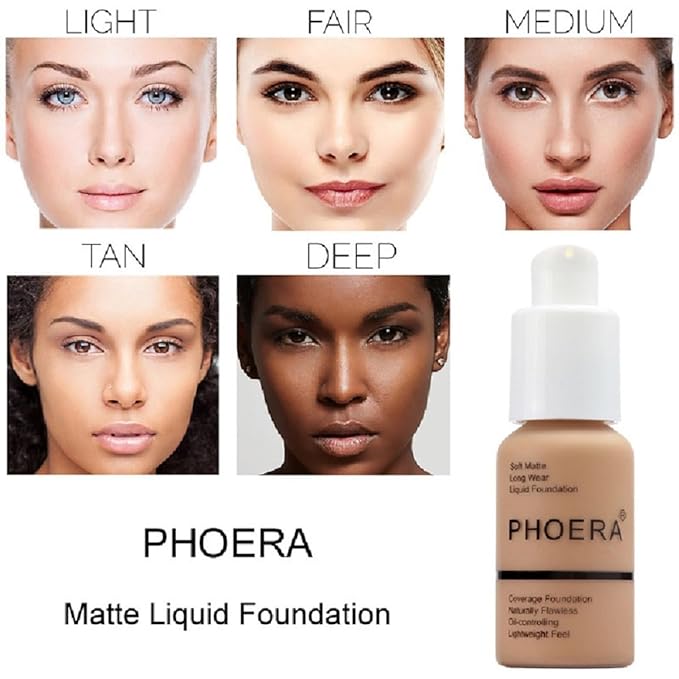 2Pack PHOERA Foundation,Full Coverage Foundation, Concealer Foundation Full - Tan) 30ml