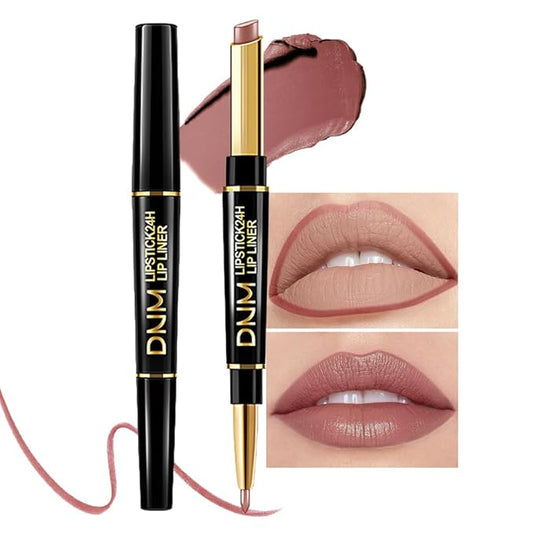 2-in-1Nude Brown Beige Velvet Lip Liner & Lipstick Set Kit for Women, Matte Lips Kit with Lip Liner Lip Stains Long Lasting Waterproof 24 Hour Lipstick and Lip Liners Combo Lipliners Pencil Set 48