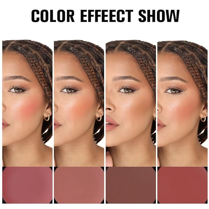 Matte Blush Cream Quads Makeup Palette, Blushes for Older Women Lip and Cheek Dual Blush Palette, Natural Lasting Pinkish Light Peach Light Brown and Orange Red, Paleta de rubor 4 colores