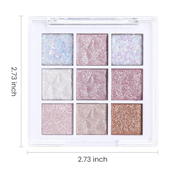 Eye Shadow Palette Makeup,Pink White Purple Glitter Shimmer Sparkle Warm Pastel 9 Colors Eye Shadow Palette,Nude White Cream Eyeshadow Palette Colorful Long Lasting Waterproof Naturing-Looking