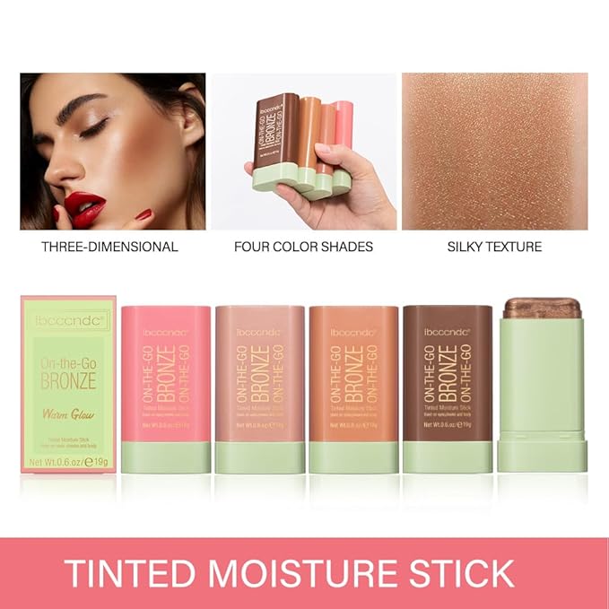 Unyoke Soft Creamy Highlighter Blush Stick,Smooth Shimmer Bronzer 0.6 Oz