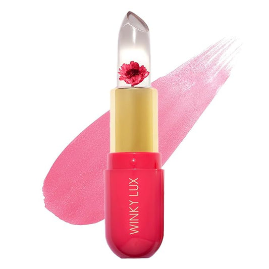 Winky Lux Flower Balm, pH Lip Balm, Color Changing Lipstick and Tinted Lip Balm Stain, Vegan & Cruelty Free, Hydrate & Plump, Sheer Pink Lipstick, Pink Flower