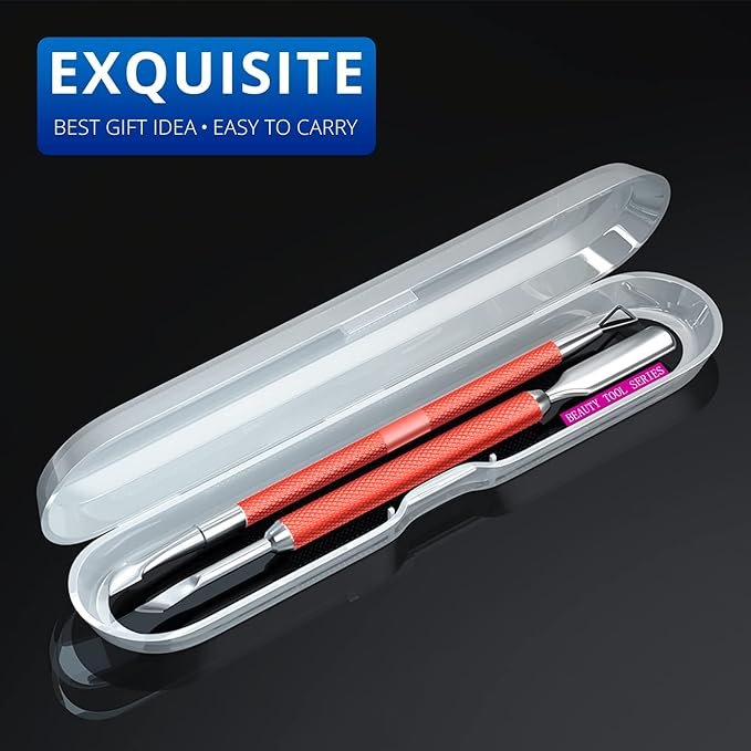 2PCS Metal Red Cuticle Pusher
