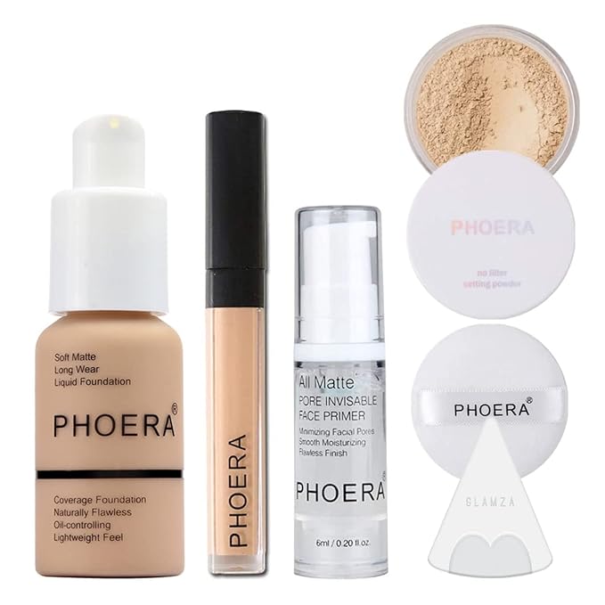 Full Coverage Makeup Set with Foundation (102 Nude), for Women